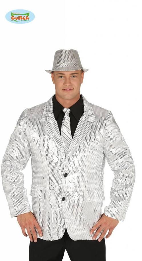 Zilveren Colbert Heren, Kleding | Heren, Carnavalskleding en Feestkleding, Nieuw, Ophalen of Verzenden