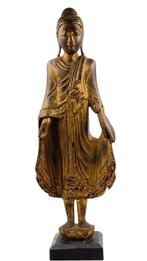 Grote Boeddha - Hout, Verguld - Thailand - 1900-1950, Antiek en Kunst