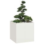 vidaXL Plantenbak 80x80x80 cm staal wit, Tuin en Terras, Bloembakken en Plantenbakken, Verzenden, Nieuw, Metaal