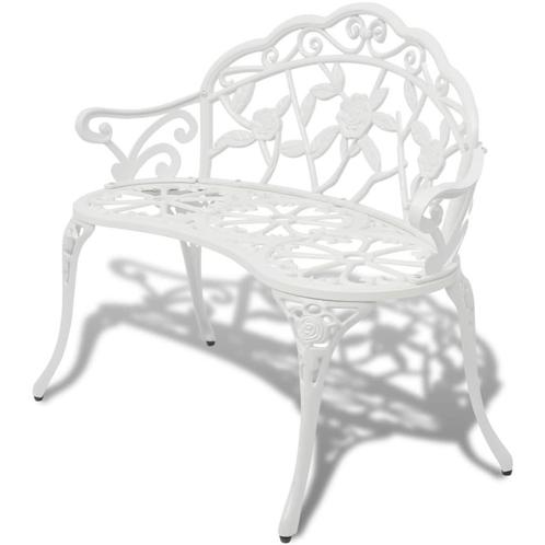 vidaXL Tuinbank 100 cm gietaluminium wit, Tuin en Terras, Tuinbanken, Nieuw, Metaal, Verzenden