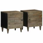 vidaXL Nachtkastjes 2 st 40x33x46 cm massief mangohout, Huis en Inrichting, Verzenden, Nieuw, Hout