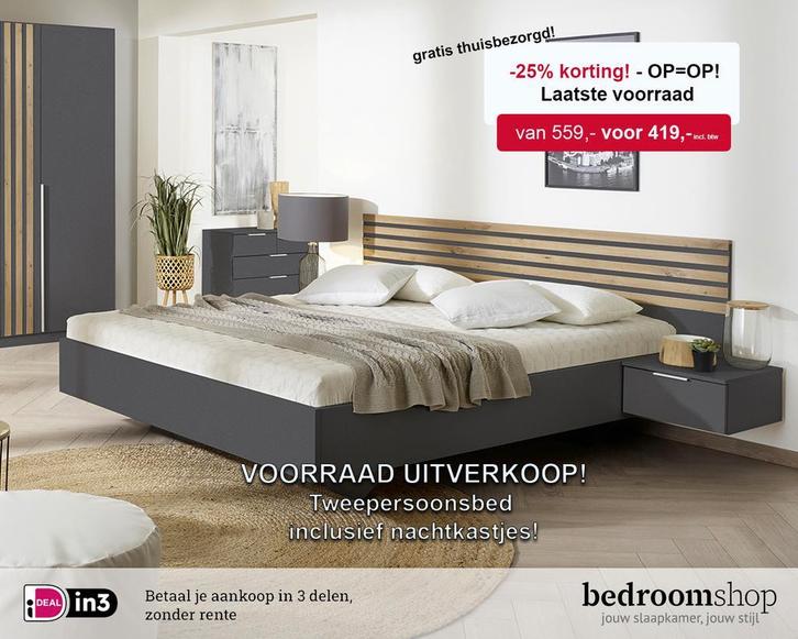 Tweepersoonsbed Lamelle OP=OP (-25%) van 559,- voor 419,-, Huis en Inrichting, Slaapkamer | Bedden, 160 cm, 200 cm, Wit, Tweepersoons