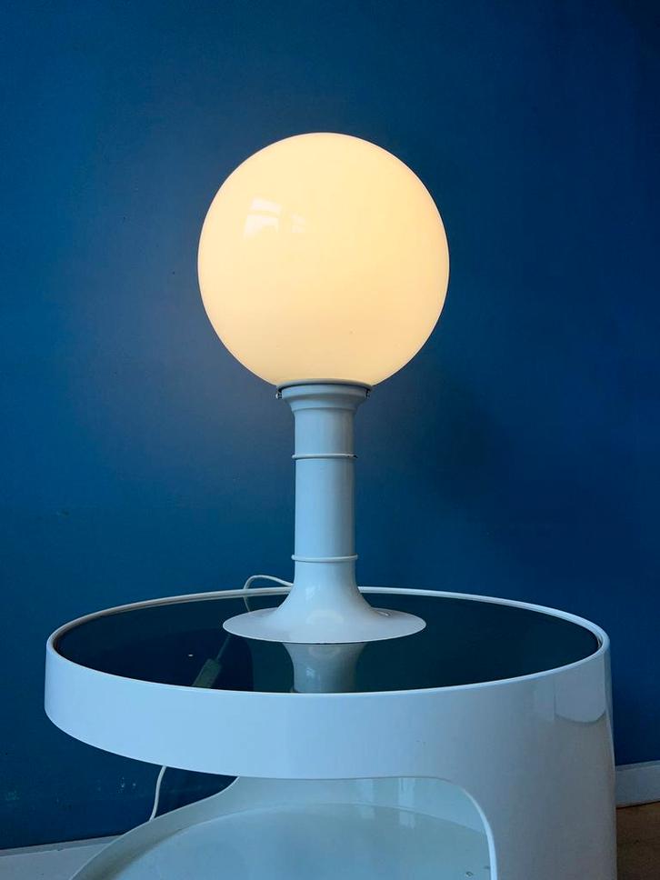 White Space Age Woja Holland Table Lamp with Opaline Glass S, Huis en Inrichting, Lampen | Tafellampen, Nieuw, Ophalen of Verzenden