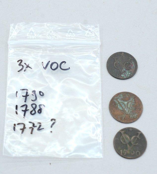 Nederlands-Indië. Lot van 44 stuks. 4 x VOC Duit 1750-1790, Postzegels en Munten, Munten | Nederland
