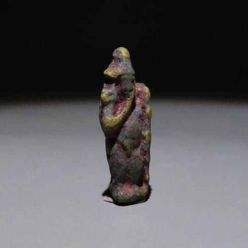 Oud-Egyptisch Faience Harpocrates Amulet. Romeinse, Verzamelen, Mineralen en Fossielen