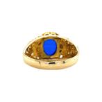 Gouden ring met blauw glas 18 krt, Sieraden, Tassen en Uiterlijk, Ringen, Ophalen of Verzenden, Nieuw