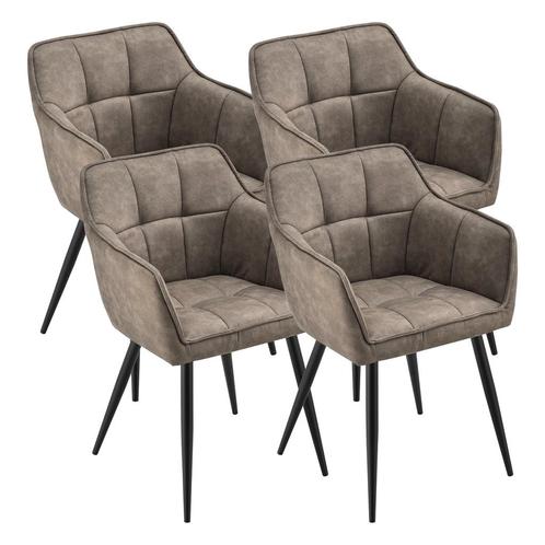 Eetkamerstoel Birmingham set van 4 fauteuils 81x57x53 cm tau, Huis en Inrichting, Stoelen, Nieuw, Verzenden