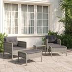vidaXL 5-delige Loungeset met kussens poly rattan grijs, Verzenden, Nieuw, Rotan, Loungeset