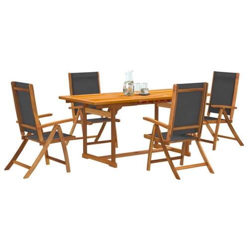 vidaXL 5-delige Tuinset massief acaciahout en textileen, Tuin en Terras, Tuinsets en Loungesets, Tuinset, Nieuw, 4 zitplaatsen