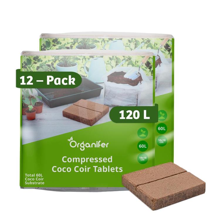Coco Coir Kokossubstraat Tabletten - 12-pack van 10L zakken,, Tuin en Terras, Aarde en Mest, Mest, Verzenden