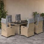 vidaXL 7-delige Tuinset met kussens poly rattan gemengd, Tuin en Terras, 6 zitplaatsen, Nieuw, Tuinset, Verzenden