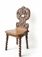 Stoel - Eik - Barokstoel met houtsnijwerk