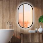 LED spiegel ovaal met zwart metalen frame - 500x900mm tweede, Ophalen of Verzenden, Nieuw