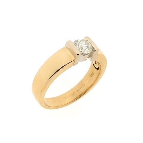 Bicolor gouden solitair ring met diamant | 1,01 ct., Sieraden, Tassen en Uiterlijk, Ringen, Dame of Heer, Met edelsteen, Overige kleuren