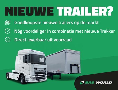 Gloednieuwe 2024-2025 Opleggers bij BAS World, Auto's, Vrachtwagens, Dealer onderhouden, Onderhoudsboekje, Te koop, Euro 6, Aanhangers en Opleggers