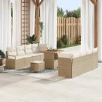 vidaXL 11-delige tuinset met kussens in beige, poly riet en, Tuin en Terras, Verzenden, Nieuw, Rotan, Tuinset