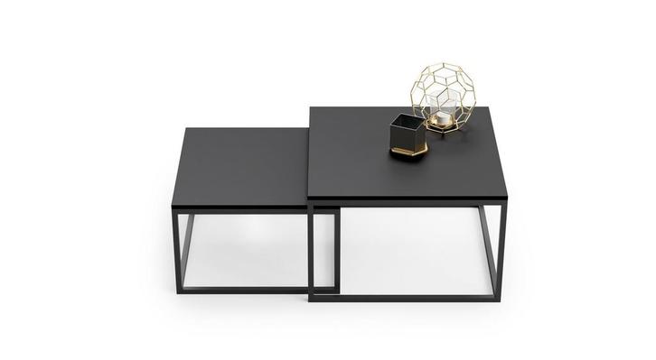 Salontafel zwart - set van 2 bijzettafels - 70x70 en 60x60cm, Huis en Inrichting, Tafels | Salontafels, Nieuw, Ophalen of Verzenden