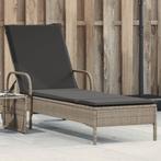 vidaXL Ligbed met wielen en kussens poly rattan lichtgrijs, Verzenden, Nieuw