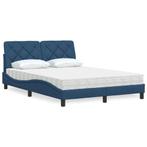 vidaXL Bed met matras stof blauw 140x190 cm, Stof, Verzenden, Blauw, Nieuw