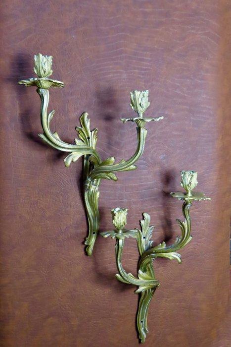 Frankrijk - Wandkandelaar (2) - Verguld messing - Revival -, Antiek en Kunst, Curiosa en Brocante