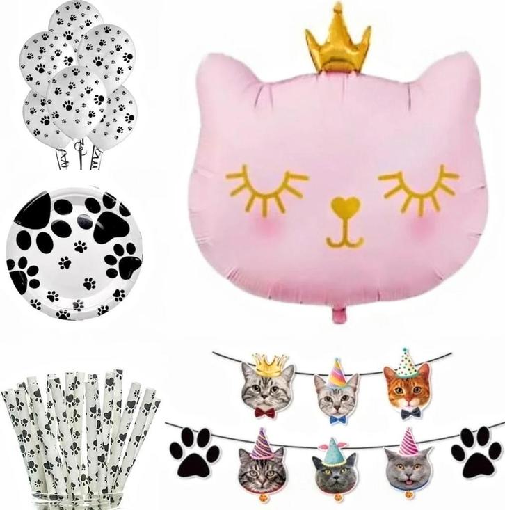 Poezen decoratie pakket 43-delig Cat Princess Roze, Dieren en Toebehoren, Katten-accessoires, Nieuw, Verzenden