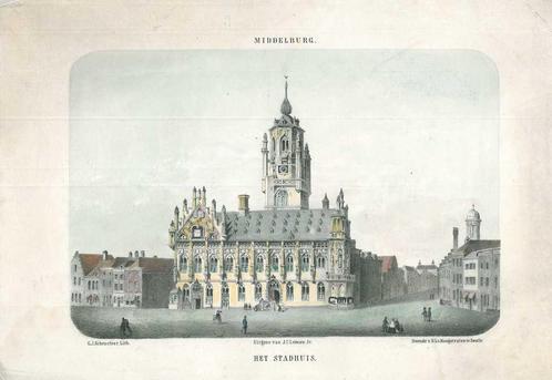 Zicht op Middelburg, Antiek en Kunst, Kunst | Etsen en Gravures