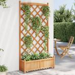 vidaXL Plantenbak met latwerk massief vurenhout bruin, Tuin en Terras, Bloembakken en Plantenbakken, Verzenden, Nieuw, Hout