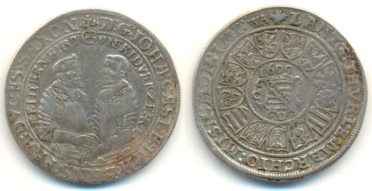 1/2 taler, daalder 1609 Sachsen Coburg Eisenach:, Postzegels en Munten, Munten | Europa | Niet-Euromunten, Verzenden