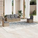 vidaXL 5-delige Loungeset met kussens poly rattan beige, Verzenden, Nieuw, Rotan, Loungeset