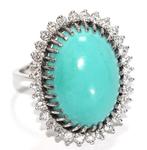 Ring - 18 karaat Witgoud - 11.47ct. tw. Turquoise - Diamant, Sieraden, Tassen en Uiterlijk, Nieuw