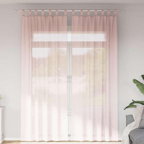 vidaXL Gordijnen voile met roedezakken 2 st lichtroze, Huis en Inrichting, Stoffering | Gordijnen en Lamellen, Nieuw, Verzenden
