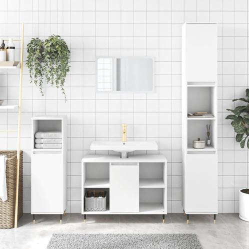vidaXL 3-delige Badkamermeubelset bewerkt hout wit, Huis en Inrichting, Badkamer | Badkamermeubels, Nieuw, Verzenden