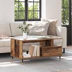 vidaXL Salontafel met lade Oudhout 90 x 49 x 45 cm Bewerkt, Minder dan 50 cm, Verzenden, Nieuw, Minder dan 50 cm