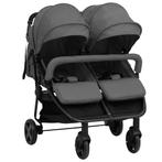 vidaXL Tweelingbuggy staal donkergrijs en zwart, Kinderen en Baby's, Kinderwagens en Combinaties, Verzenden, Nieuw