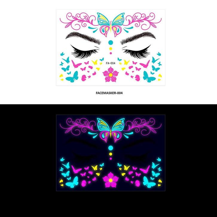 Gezicht Sticker Glow in the Dark FA-004, Kleding | Heren, Carnavalskleding en Feestkleding, Nieuw, Ophalen of Verzenden