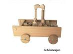 houten blokkenwagen gevuld met 105 blank houten blokken, Kinderen en Baby's, Nieuw, Ophalen of Verzenden, Duw- of Trekspeelgoed
