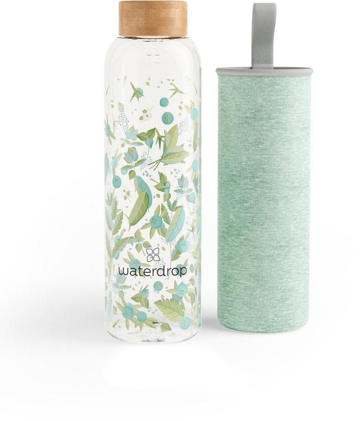 Glas Drinkfles - 600 ml - Met neopreen hoes - Clean Melange, Antiek en Kunst, Antiek | Servies los, Verzenden