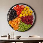 Vibrant Fruit Medley - Muurcirkel - ø 100 cm +Ophangset, Huis en Inrichting, Verzenden, Nieuw, Print