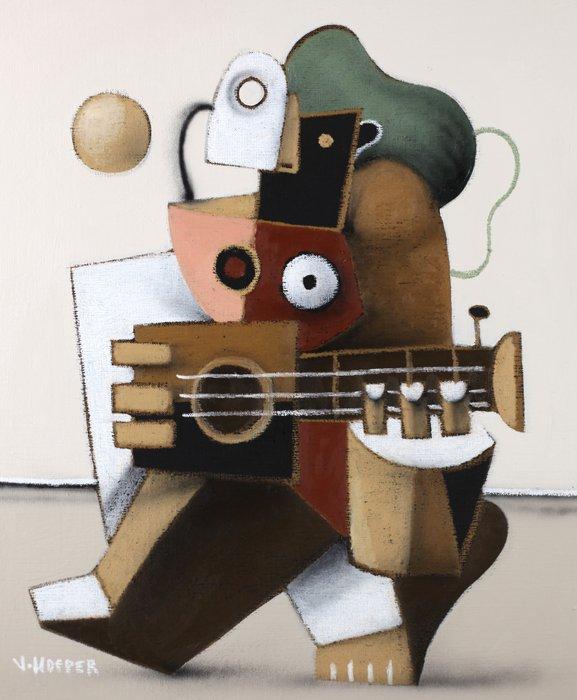 Jone Hopper - La guitariste (variation), Antiek en Kunst, Kunst | Schilderijen | Modern
