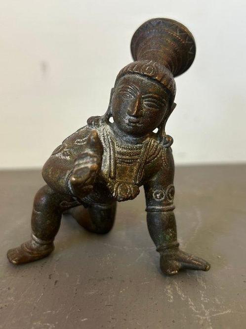 Beeldje - Krishna kind - 8,5 x 10 cm - Brons - India -, Antiek en Kunst, Kunst | Niet-Westerse kunst