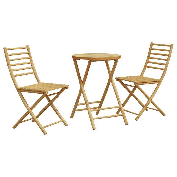 vidaXL 3-delige Bistroset bamboe, Tuin en Terras, Tuinsets en Loungesets, Nieuw, Hout, Verzenden