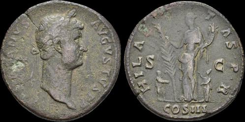 117-138ad Roman Hadrian Ae sestertius Hilaritas standing..., Postzegels en Munten, Munten | Europa | Niet-Euromunten, Verzenden