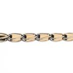 Bicolor gouden fantasie schakel ketting | 45,5 cm (witgoud), Sieraden, Tassen en Uiterlijk, Kettingen, Ophalen of Verzenden, Gebruikt