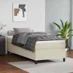vidaXL Boxspring bed kunstleer crèmekleurig 90x200 cm, Huis en Inrichting, Slaapkamer | Bedden, Overige materialen, 90 cm, Eenpersoons