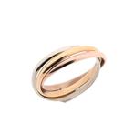 Tricolor gouden trinity ring (witgoud, roségoud) (witgoud), Gebruikt, Overige kleuren, Ophalen of Verzenden, 17 tot 18
