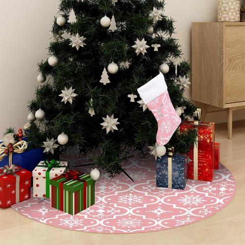 vidaXL Kerstboomrok luxe met sok 122 cm stof roze, Diversen, Kerst, Nieuw, Verzenden