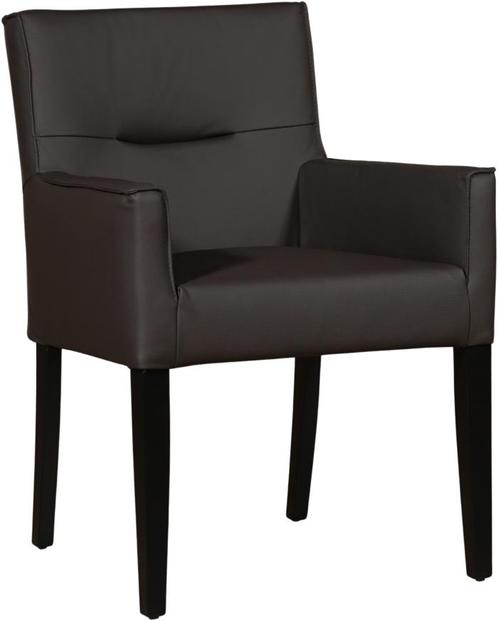 Leren eetkamerstoel - met houten zwarte poten - Echt leer, L, Huis en Inrichting, Stoelen, Eén, Overige kleuren, Nieuw, Leer, Ophalen of Verzenden