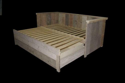 Bedbank van steigerhout, uitschuifbaar naar 2persoons, Kinderen en Baby's, Kinderkamer | Bedden, Nieuw, Ophalen of Verzenden