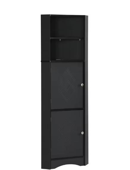 Modern Zwarte Badkamerkast – Hoekkast met Twee Opbergvakken, Huis en Inrichting, Kasten | Buffetkasten, Nieuw, Verzenden