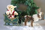 Steiff: Teddybeer kerstman met arreslee en rendier -, Antiek en Kunst